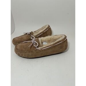 UGG Australia Dakota Suede Sheepskin Moccasin Slippers Chestnut Brown Womens 7